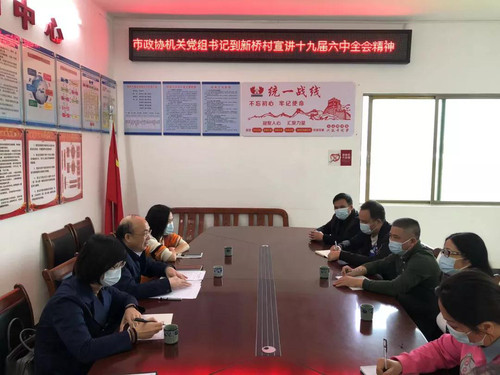 谢志明到清城区东城新桥村传达学习贯彻党的十九届六中全会精神